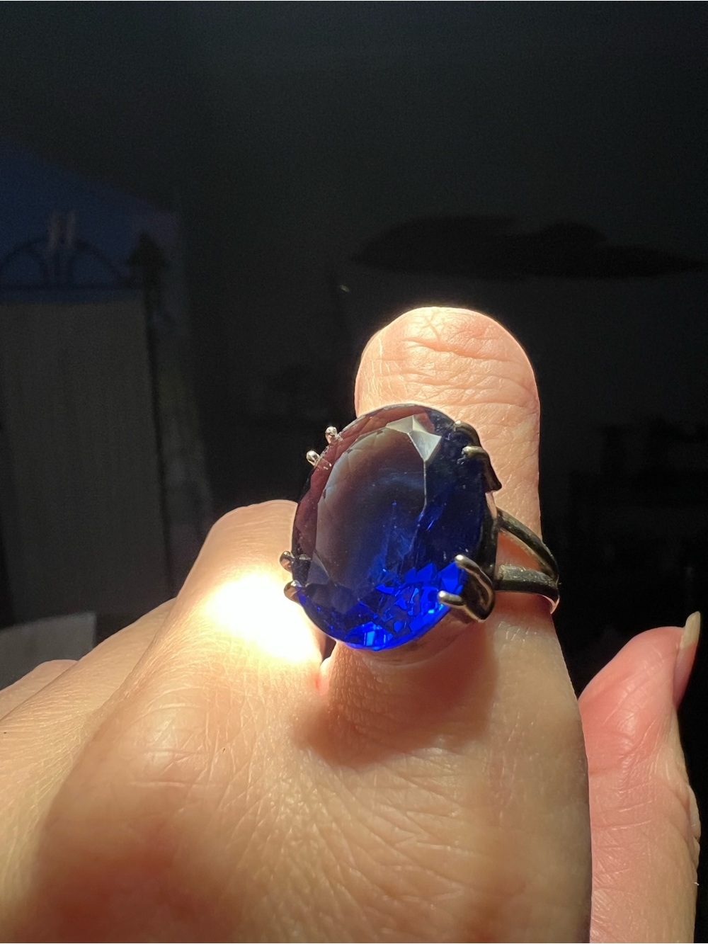 Blue Oval Gemstone Cocktail Ring 7 1/2 read more